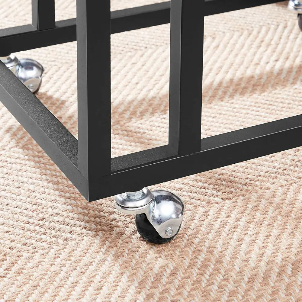 Coffee Table with Steel Frame and Castors Rustic Brown and Black - Furniture > Living Room