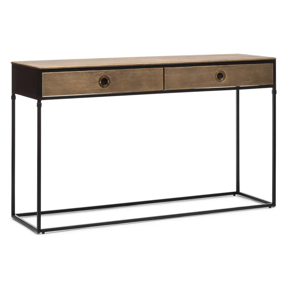 Contemporary Golden Black Hallway Console Table with Drawers - Furniture > Living Room
