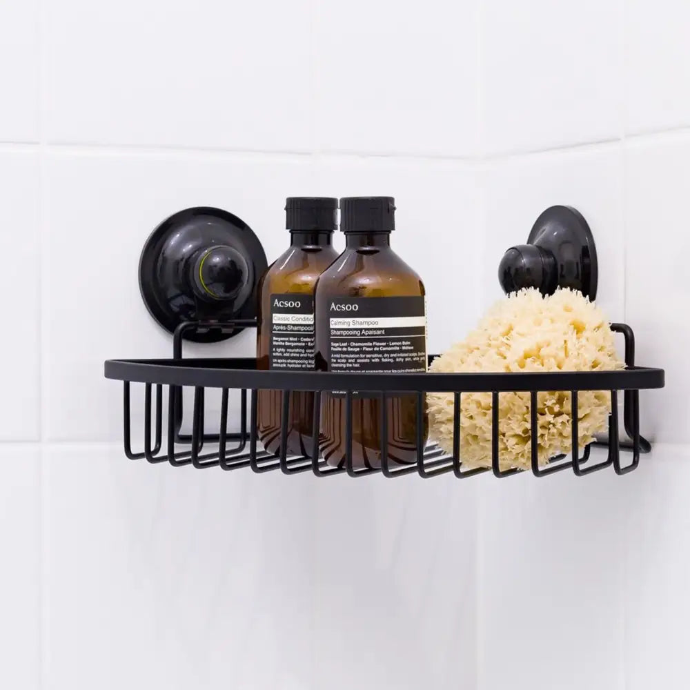 Corner Basket Removable Suction Medium BLACK - Home & Garden > DIY > Hardware Hooks