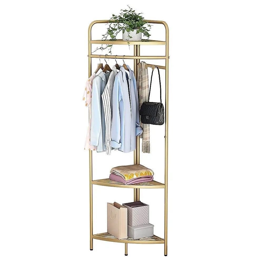 Corner Gold Clothing Rack Clothes Bedroom Storage - Home & Garden > Bathroom Accessories > Towel Racks & Holders