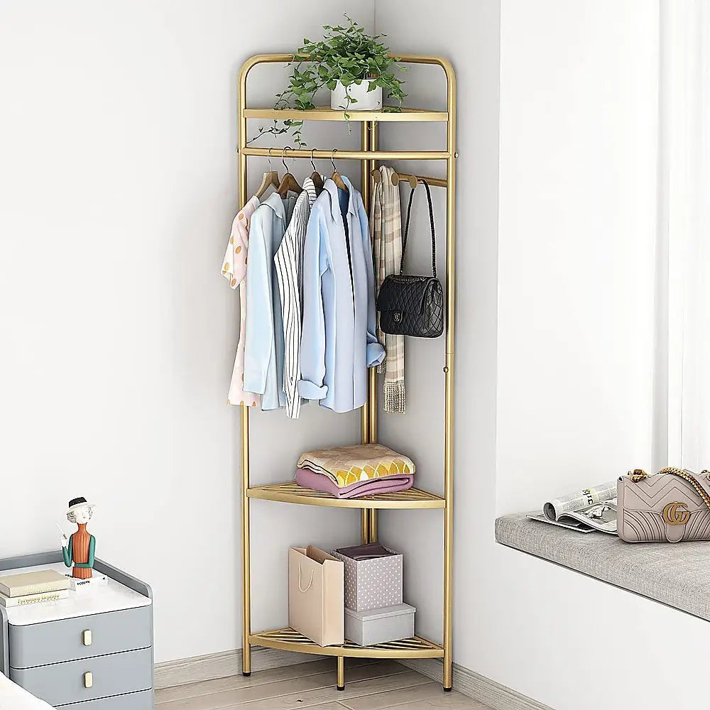 Corner Gold Clothing Rack Clothes Bedroom Storage - Home & Garden > Bathroom Accessories > Towel Racks & Holders
