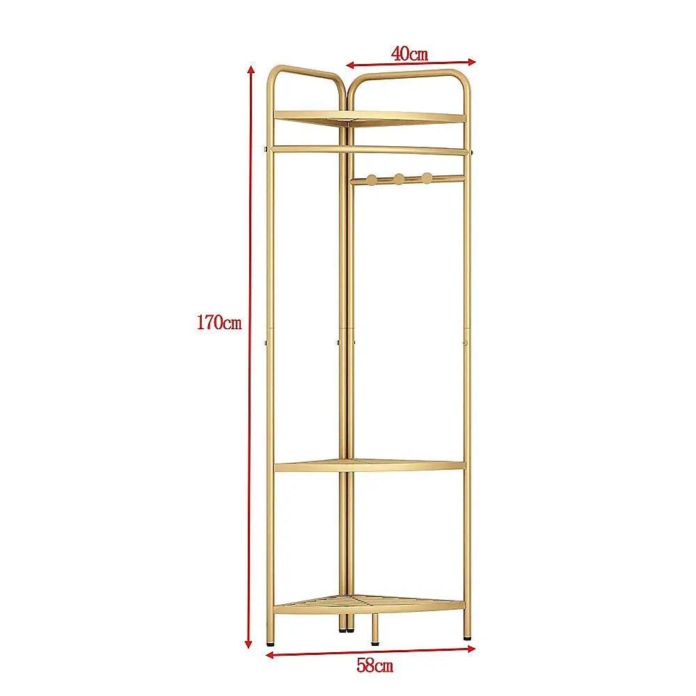 Corner Gold Clothing Rack Clothes Bedroom Storage - Home & Garden > Bathroom Accessories > Towel Racks & Holders