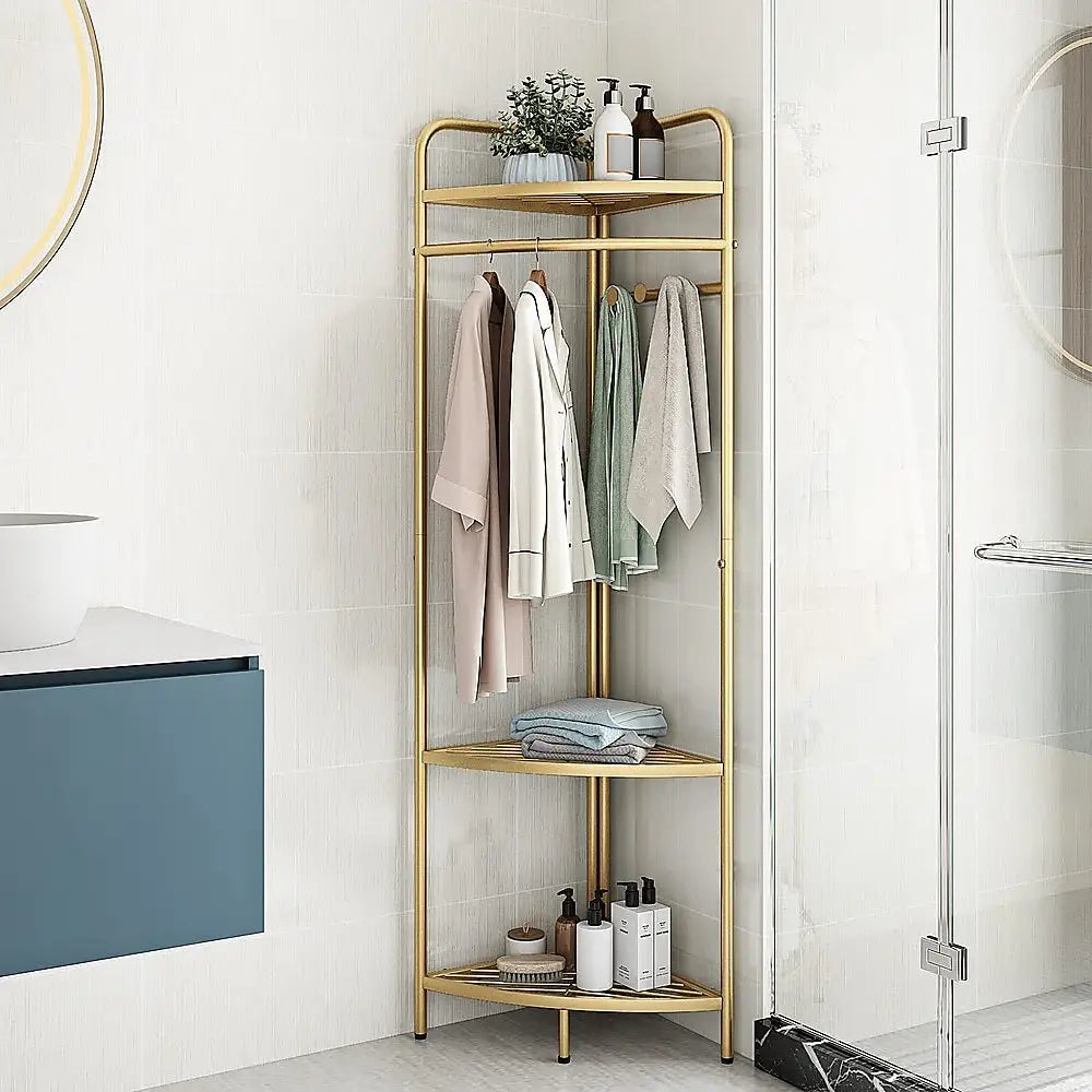 Corner Gold Clothing Rack Clothes Bedroom Storage - Home & Garden > Bathroom Accessories > Towel Racks & Holders