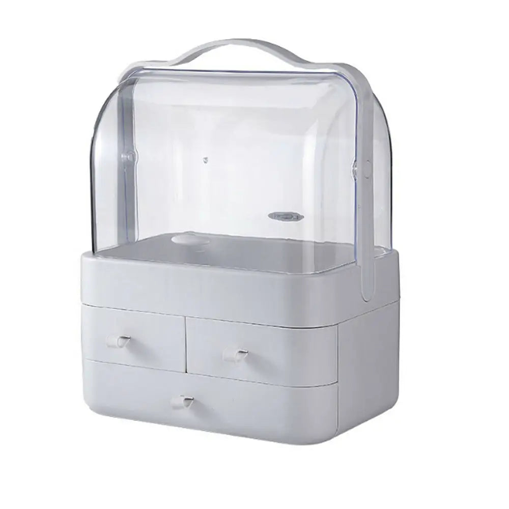 Cosmetics Storage Boxes Portable Dust-proof Makeup Jewelry Case Desktop Drawer(White-White) - Health & Beauty >