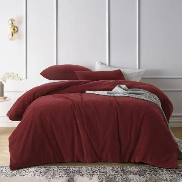 Cotton Velvet Rouge Quilt Cover by Vintage Design Homeware Queen - Home & Garden > Bedding > Mattress Protectors