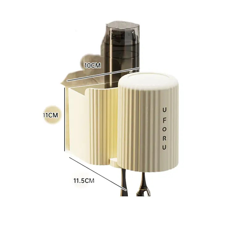 Cream White + Cream White Toothed Brush Holder (1 set) 10cm * 11.5cm * 11cm - Home & Garden > Bathroom Accessories >