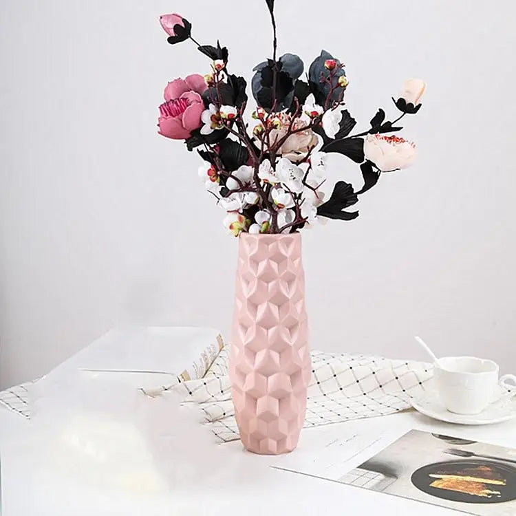 Creative Diamond-shaped Vase for Dry and Wet Flower Arrangements - Pink - Home & Garden > Decor > Vases & Table Decor