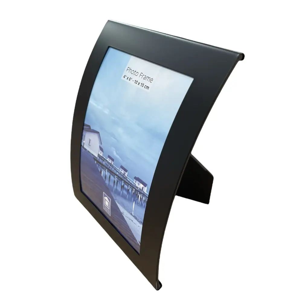 Curve Picture Photo Frame Curved Aluminium Portrait 10cm x 15cm (4’’x6’’) - Black - Home & Garden > Decor