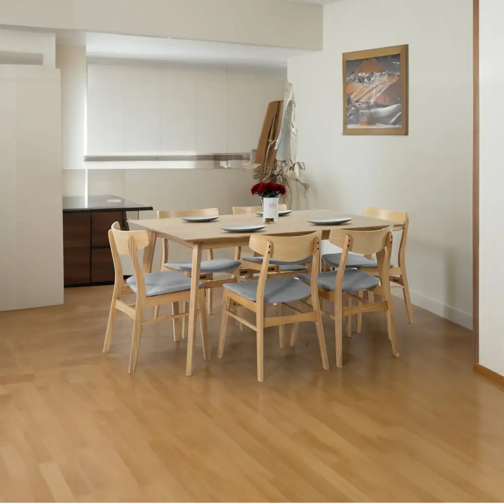 Cusco 150cm Dining Table Scandinavian Style Solid Rubberwood Natural - Furniture > Dining
