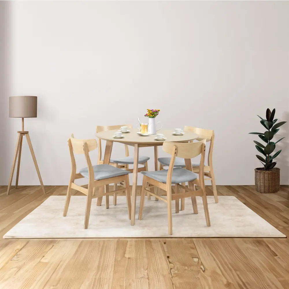 Cusco 4pc Set Dining Chair Fabric Seat Scandinavian Style Solid Rubberwood - Furniture > Dining