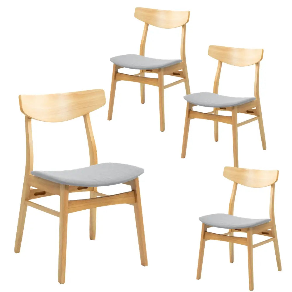 Cusco 4pc Set Dining Chair Fabric Seat Scandinavian Style Solid Rubberwood - Furniture > Dining