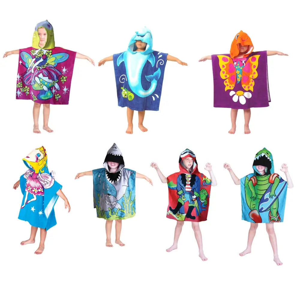Cute Kids Cotton Hooded Towel Poncho 60 x 120 cm Butterfly - Home & Garden > Pool & Accessories > Beach Towels