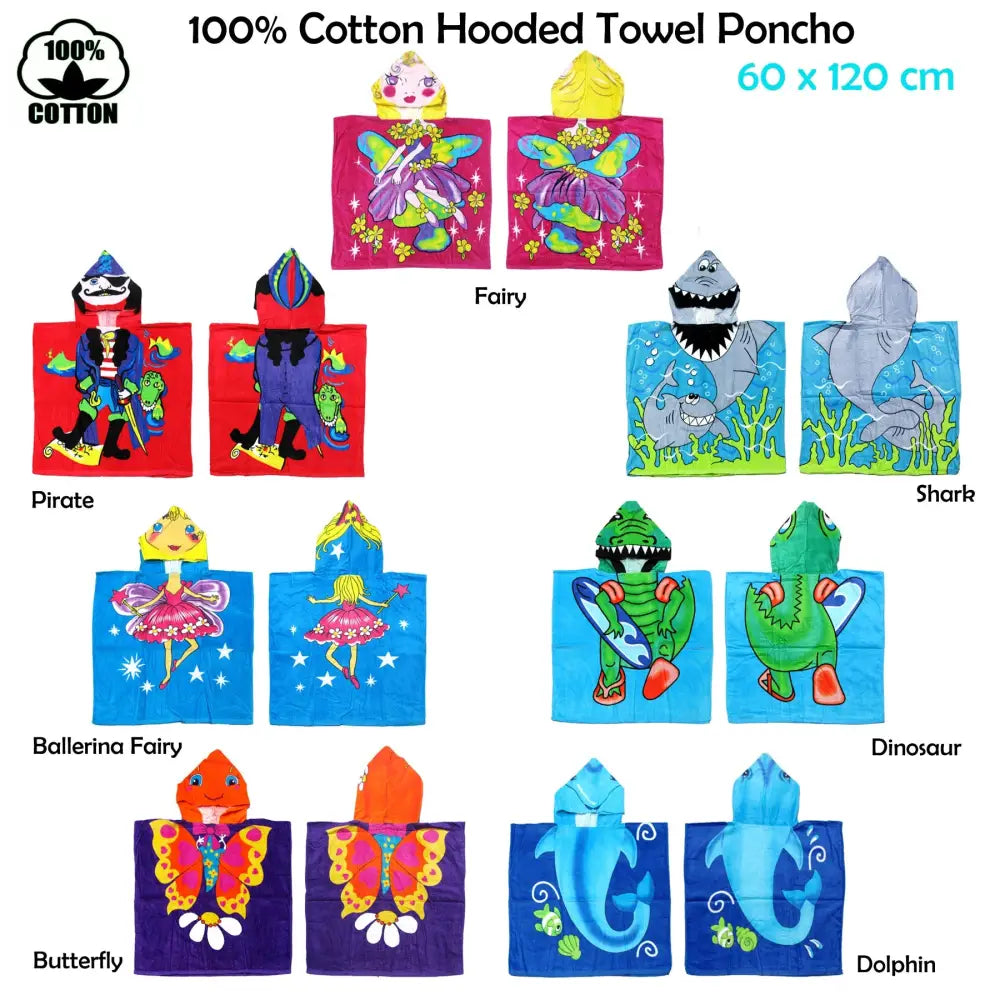 Cute Kids Cotton Hooded Towel Poncho 60 x 120 cm Dinosaur - Baby & Kids > Baby & Kid’s Toys > Dolls Playsets & Toy