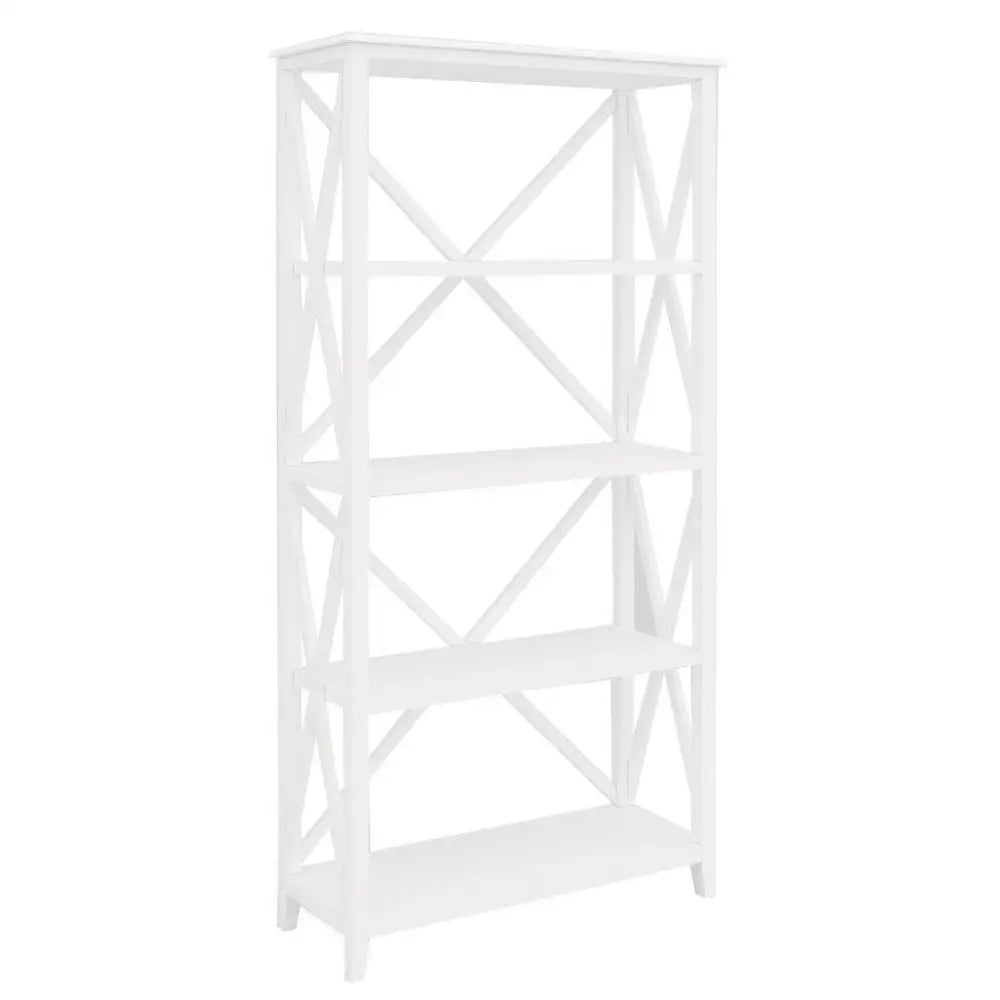 Daisy Bookshelf Bookcase 4 Tier Solid Acacia Wood Hampton Furniture - White - Furniture > Living Room