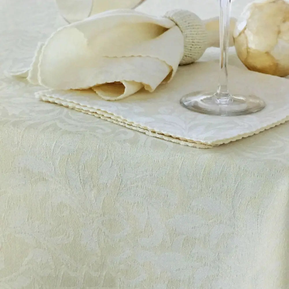 Damask Embossed Tablecloth 170 x 360 cm Ivory (aka Whisper White) - Home & Garden > Curtains > Curtains & Drapes