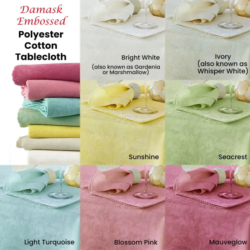 Damask Embossed Tablecloth 170 x 360 cm Ivory (aka Whisper White) - Home & Garden > Curtains > Curtains & Drapes
