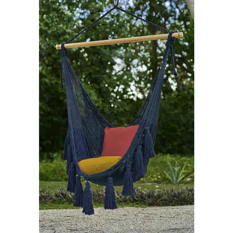 Deluxe Extra Large Mexican Hammock Chair in Outdoor Cotton Colour Blue - Home & Garden > Hammocks