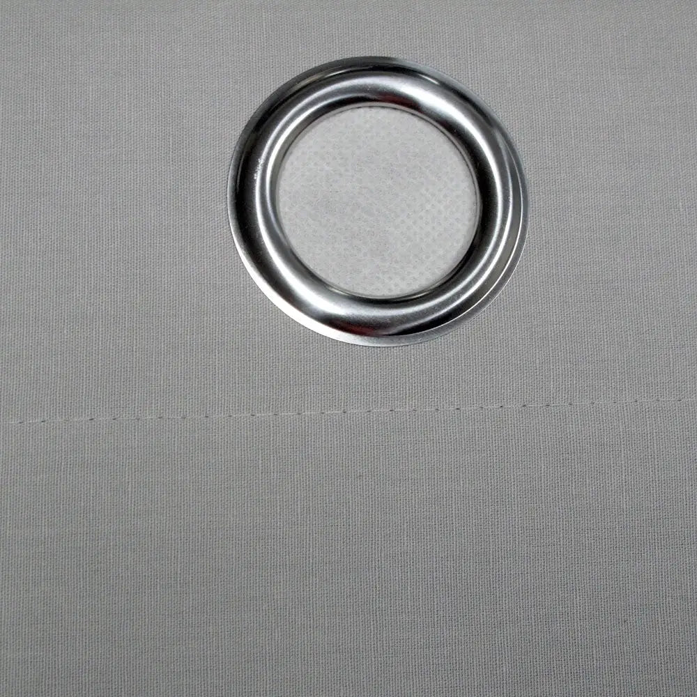 Designers Choice Pair of Linen Cotton Coated Eyelet Curtains Grey 140 x 213cm - Home & Garden > Curtains
