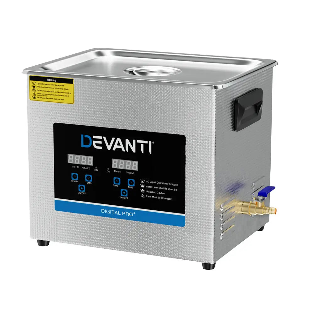 Devanti 10L Ultrasonic Cleaner Heater Cleaning Machine Timer Industrial 240W - Appliances > Appliances Others