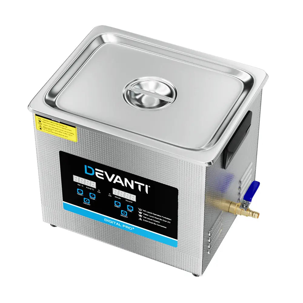 Devanti 10L Ultrasonic Cleaner Heater Cleaning Machine Timer Industrial 240W - Appliances > Appliances Others