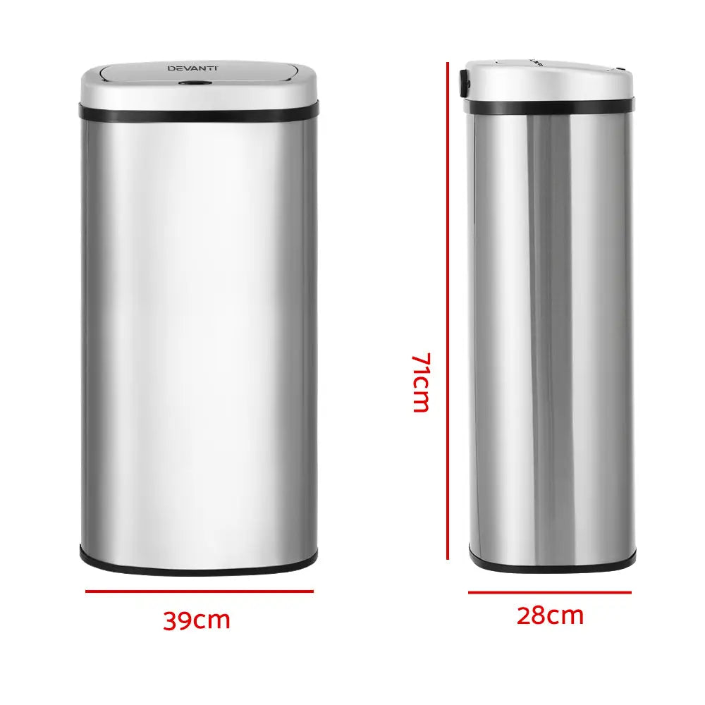 Devanti 60L Sensor Bin Motion Rubbish Automatic Silver - Appliances > Kitchen Appliances