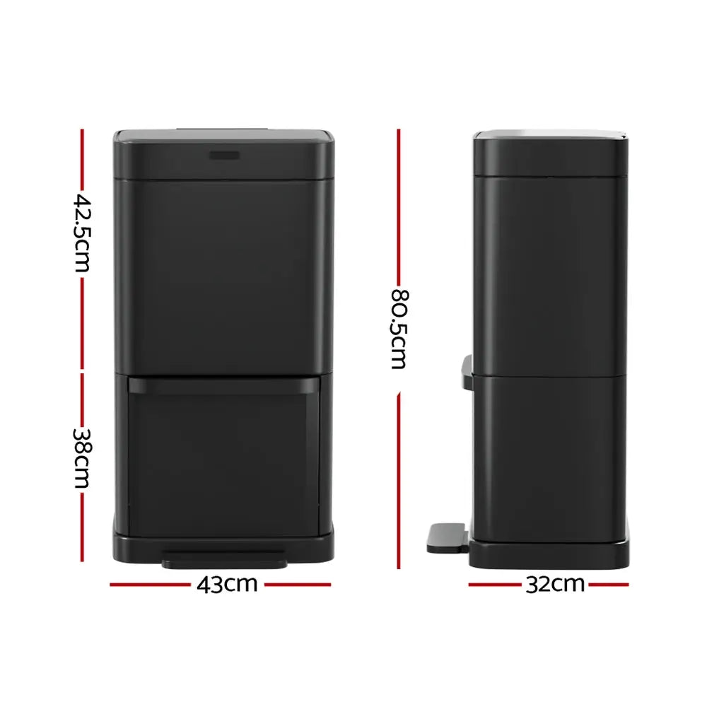Devanti 70L Motion Sensor Bin Pedal Bins Automatic Black - Appliances > Appliances Others