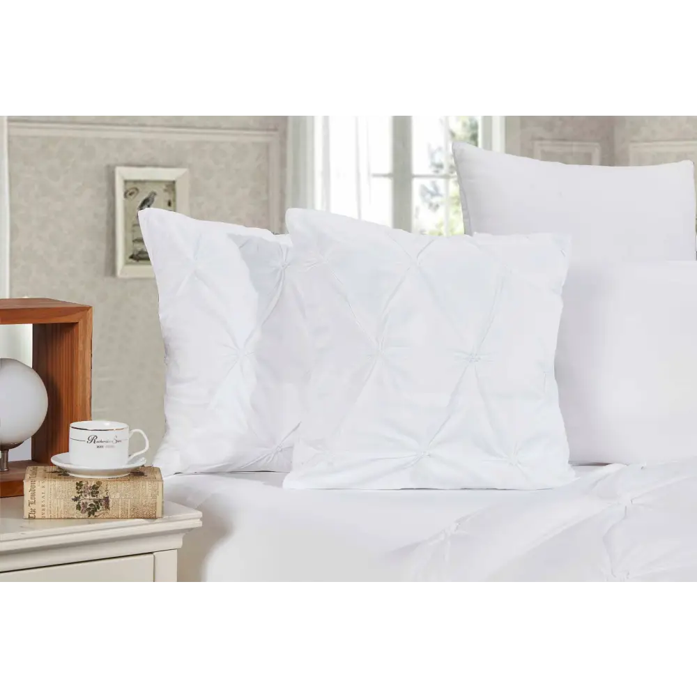 Diamond Pintuck Premium Ultra Soft Cushion Covers 2-Pack - White - Home & Garden > Bedding