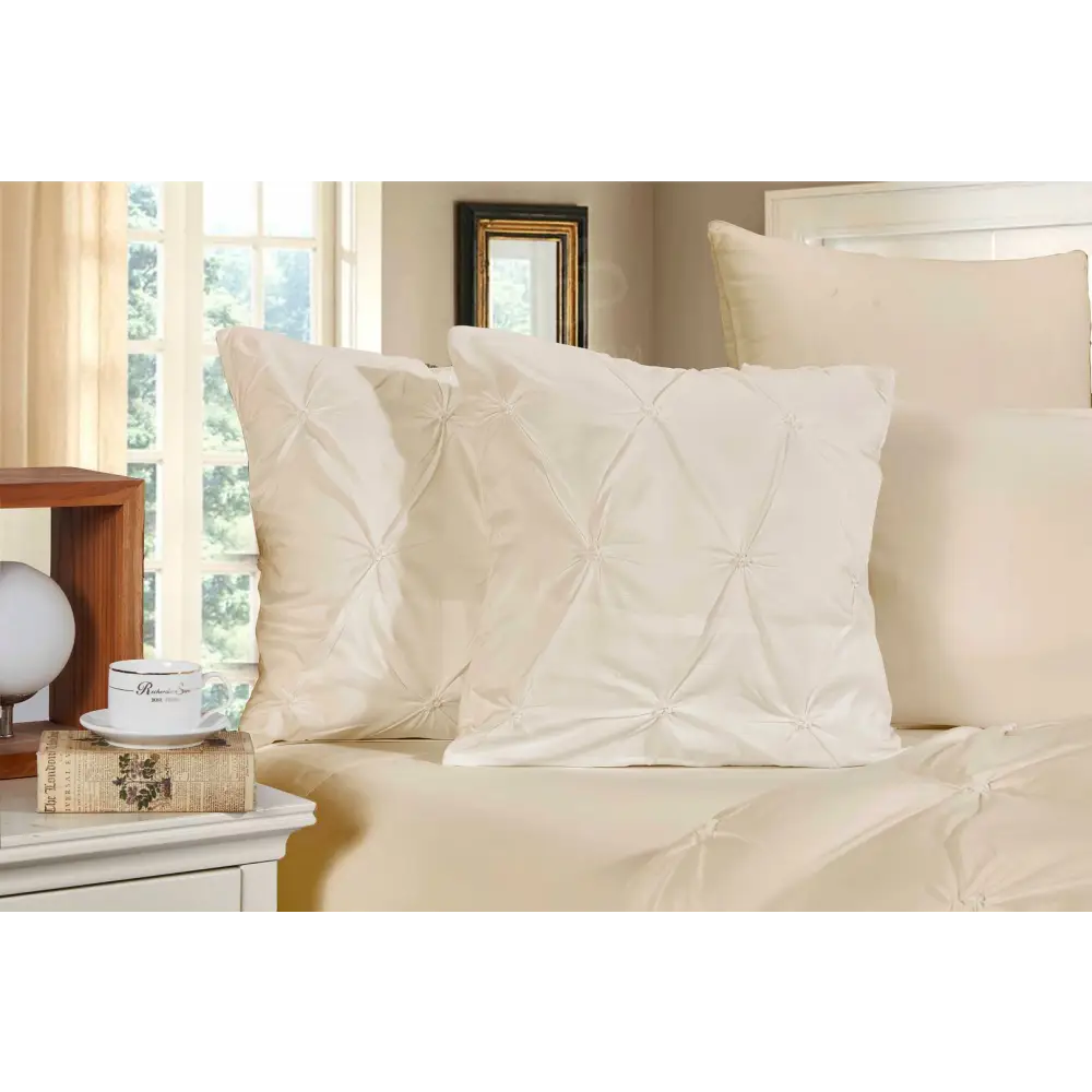 Diamond Pintuck Premium Ultra Soft Cushion Covers 2-Pack - Yellow Cream - Home & Garden > Bedding