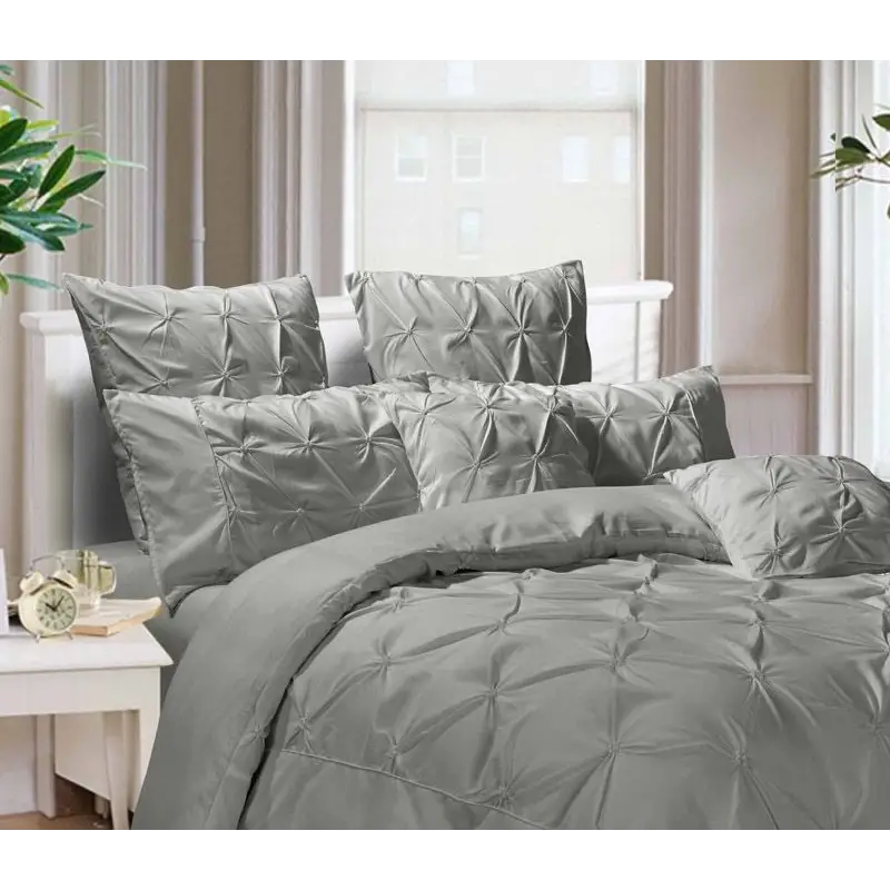 Diamond Pintuck Premium Ultra Soft Queen size Pillowcases 2-Pack -Grey - Home & Garden > Bedding