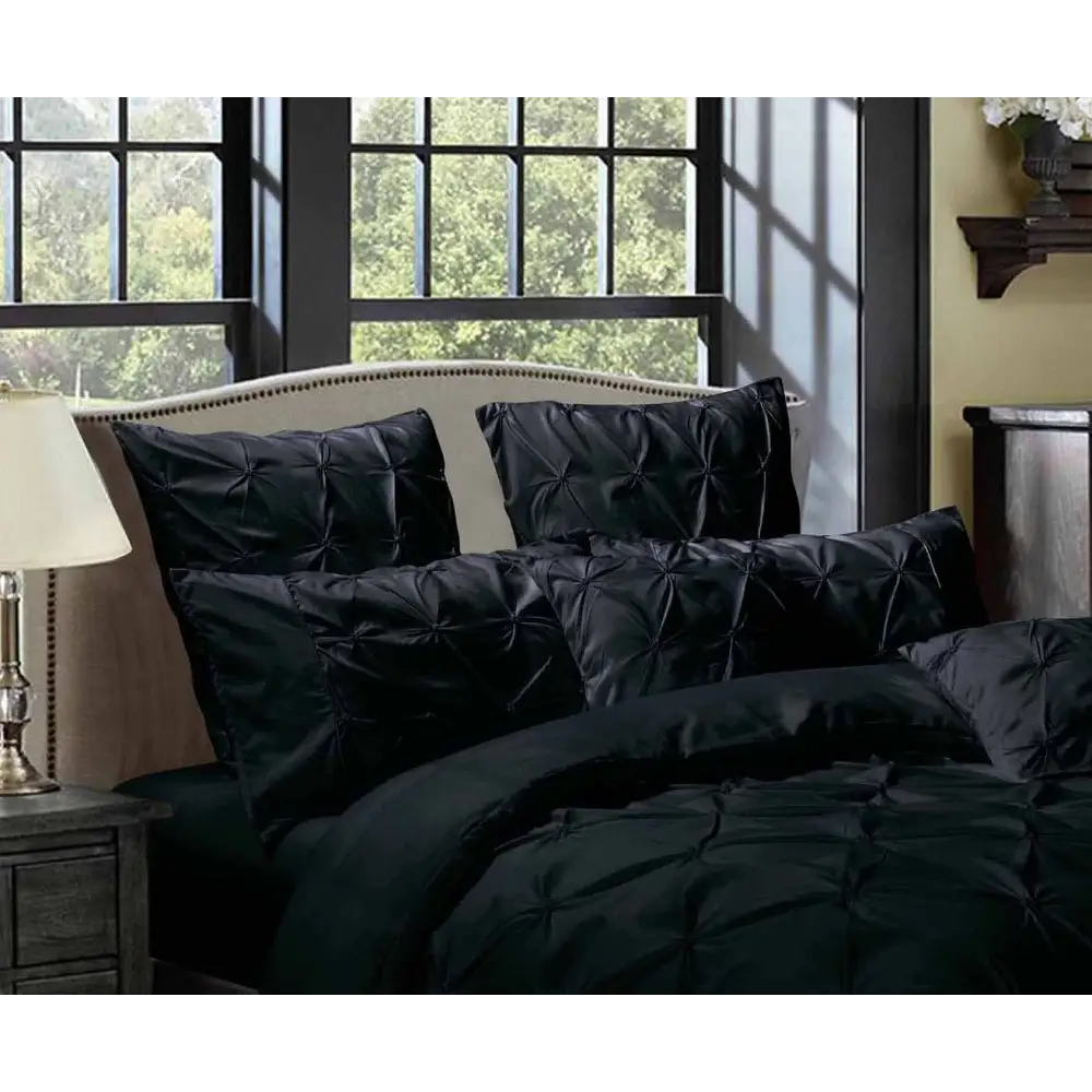 Diamond Pintuck Premium Ultra Soft Standrad size Pillowcases 2-Pack - Black - Home & Garden > Bedding