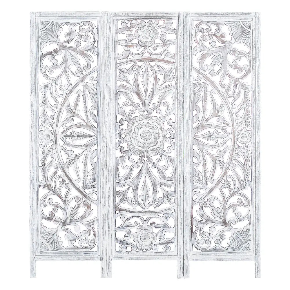 Diego 3 Panel Room Divider Screen Privacy Shoji Timber Wood Stand - White - Furniture > Living Room