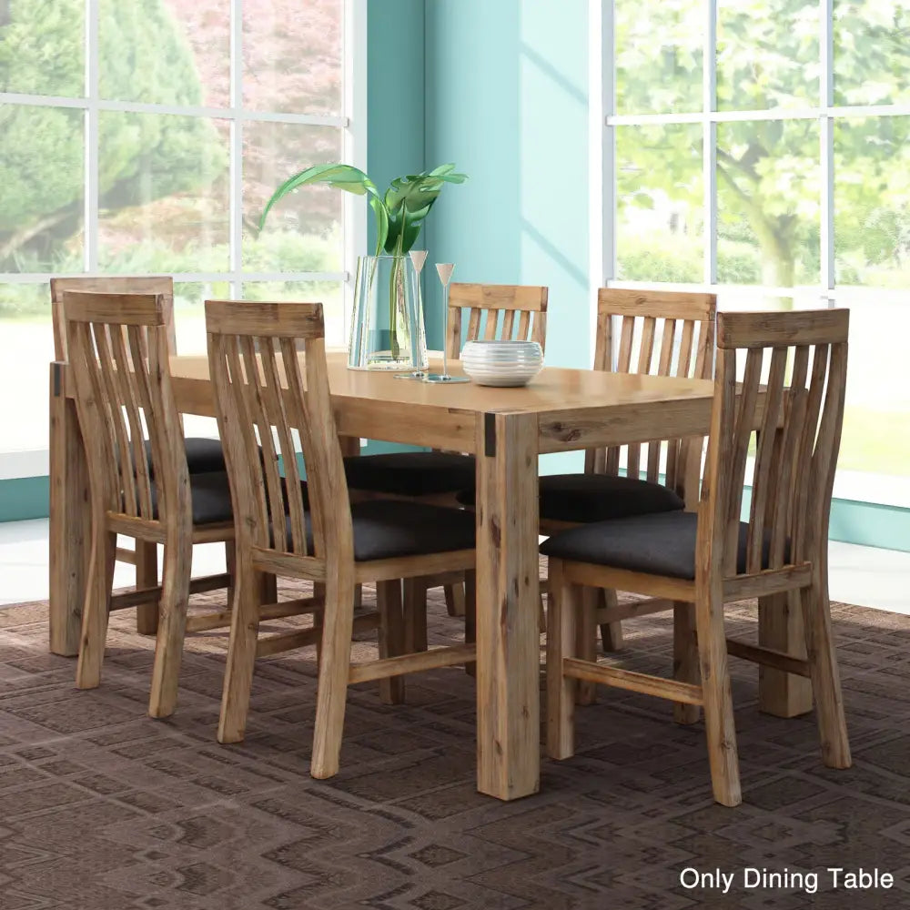 Dining Table 180cm Medium Size with Solid Acacia Wooden Base in Oak Colour - Furniture > Dining