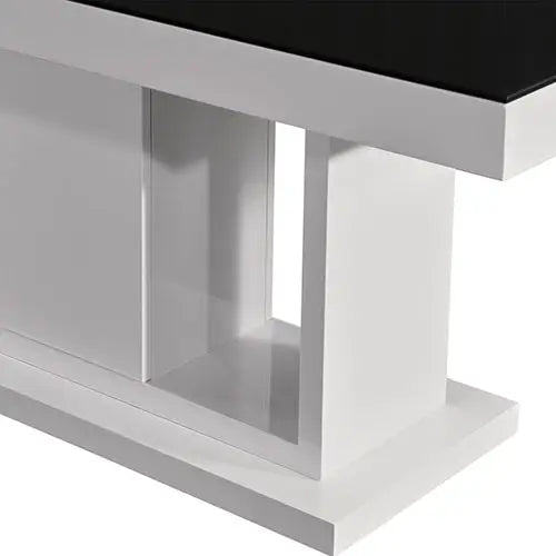 Dining Table in Rectangular Shape High Glossy MDF Wooden Base Combination of Black & White Colour - Furniture > Dining