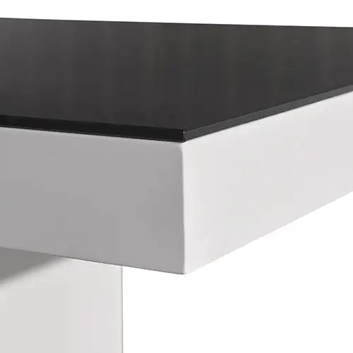 Dining Table in Rectangular Shape High Glossy MDF Wooden Base Combination of Black & White Colour - Furniture > Dining