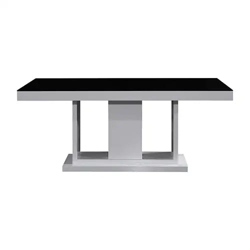 Dining Table in Rectangular Shape High Glossy MDF Wooden Base Combination of Black & White Colour - Furniture > Dining