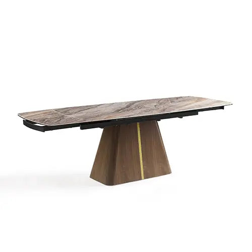 Dining Table MDF Ceramic Glass Table Top Extendable Decorative Stripe - Furniture > Dining > Dining Tables