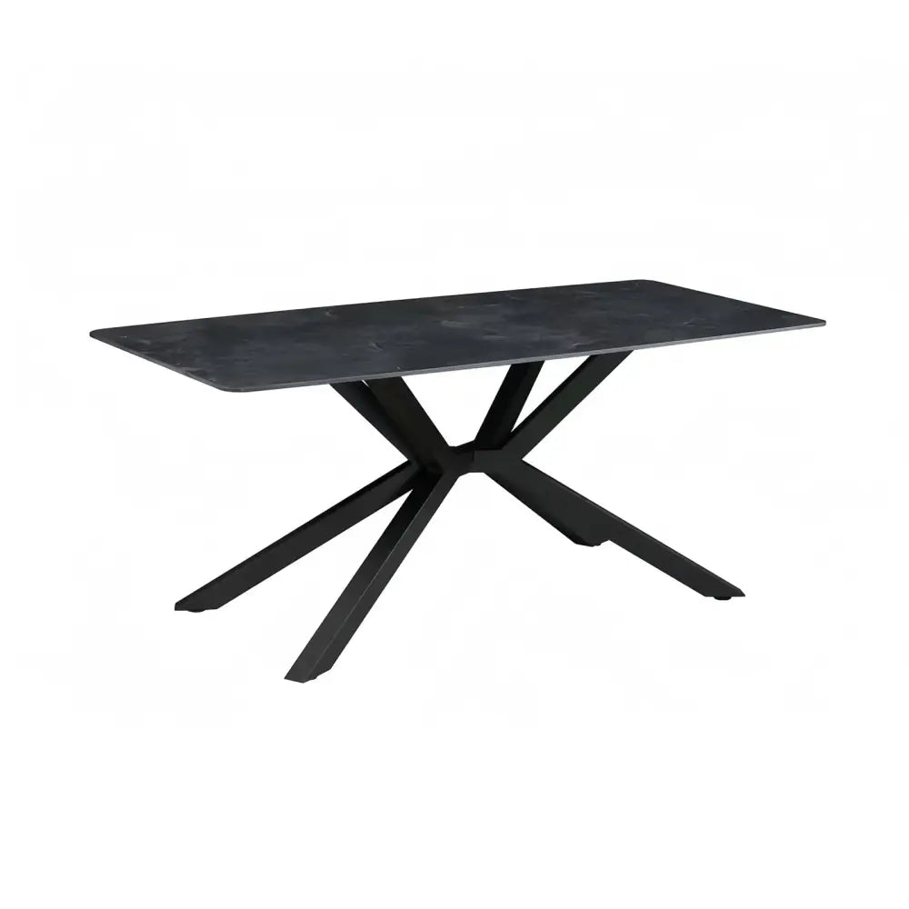 Dining Table Rectangular Shape Green Sintered Stone Top Powder Coated Iron Legs - Furniture > Dining > Dining Tables