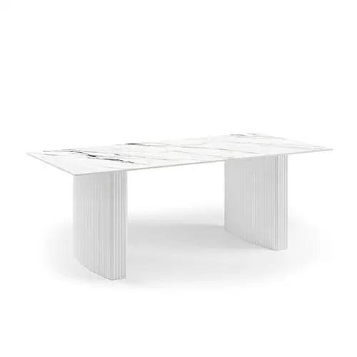 Dining Table Sintered Stone Top MDF Table Base High Glossy White - Furniture > Dining > Dining Tables