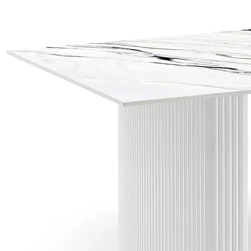 Dining Table Sintered Stone Top MDF Table Base High Glossy White - Furniture > Dining > Dining Tables