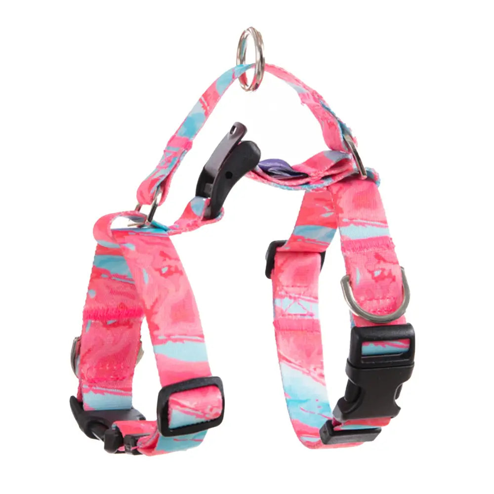 Dog Double-Lined Straps Harness Adjustable L MARBLE PINK - Pet Care > Dog Supplies > Dog Collars Leads & Harnesses