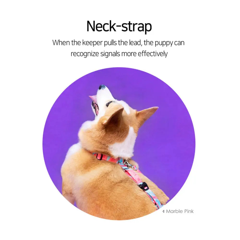 Dog Double-Lined Straps Harness Adjustable S MARBLE PINK - Pet Care > Dog Supplies > Dog Collars Leads & Harnesses