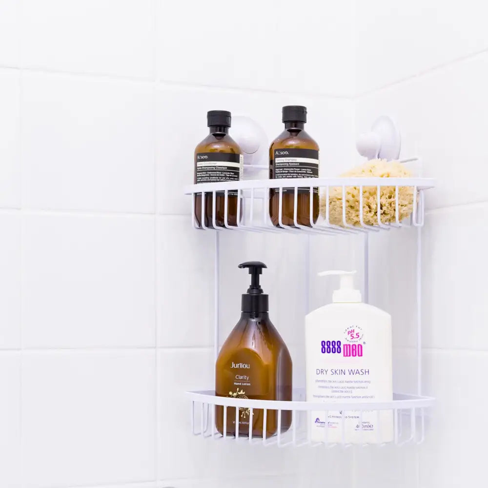 Double Corner Shelf Removable Suction WHITE - Home & Garden > DIY > Hardware Hooks