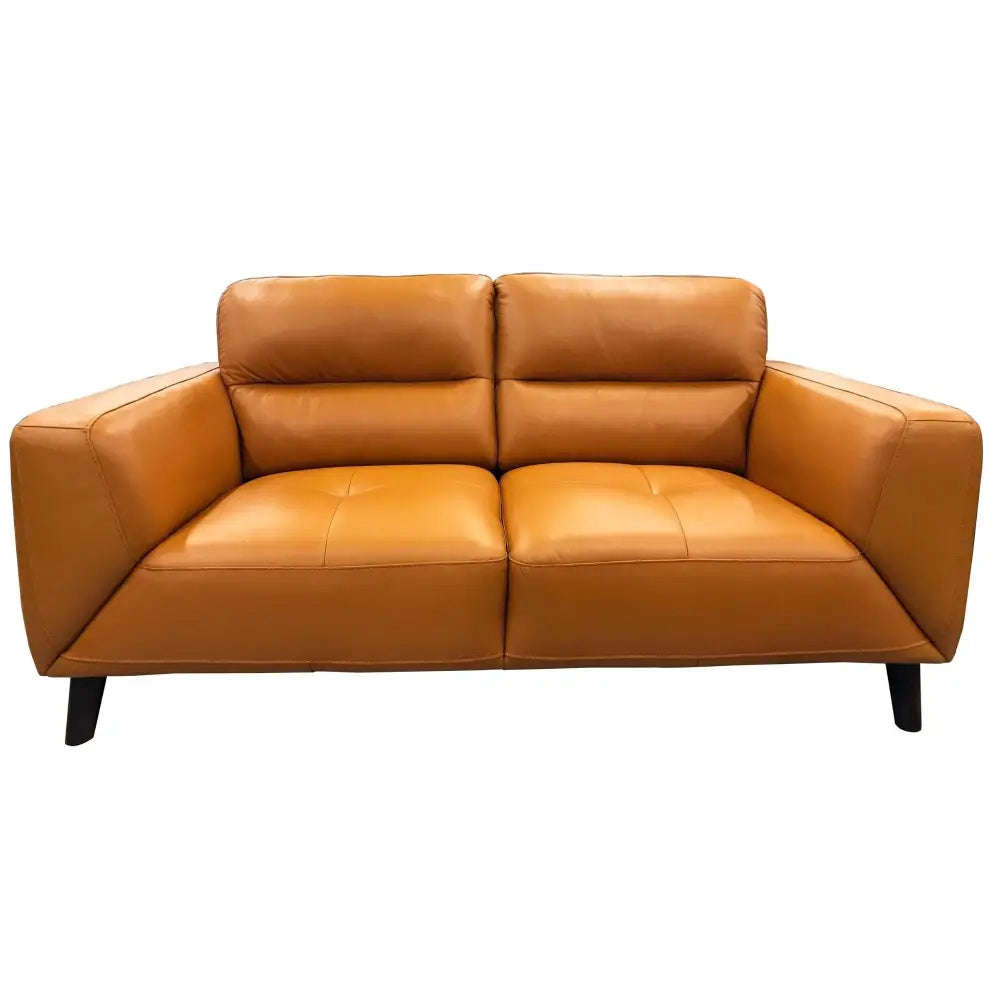 Downy Genuine Leather Sofa 2 Seater Upholstered Lounge Couch - Tangerine - Furniture > Sofas