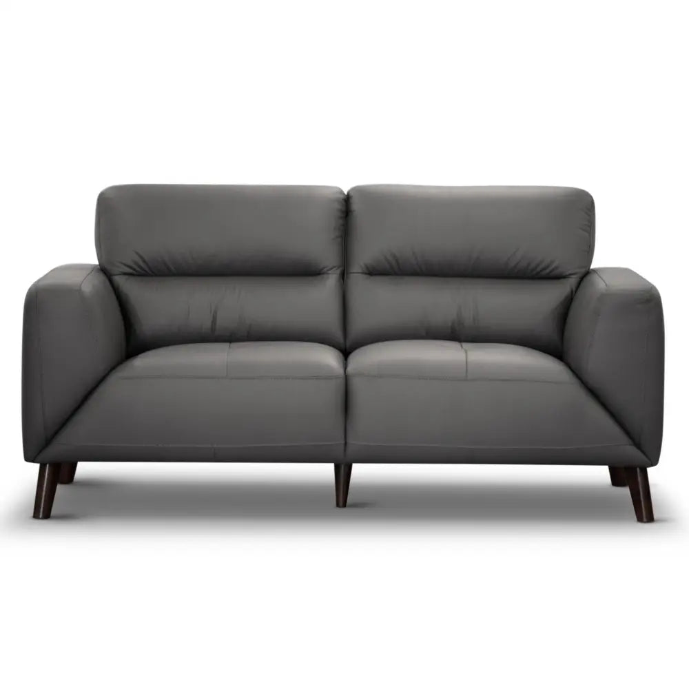Downy Genuine Leather Sofa 2 Seater Upholstered Lounge Couch - Gunmetal - Furniture > Sofas