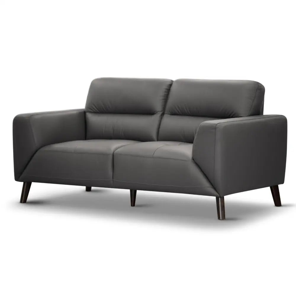 Downy Genuine Leather Sofa 2 Seater Upholstered Lounge Couch - Gunmetal - Furniture > Sofas