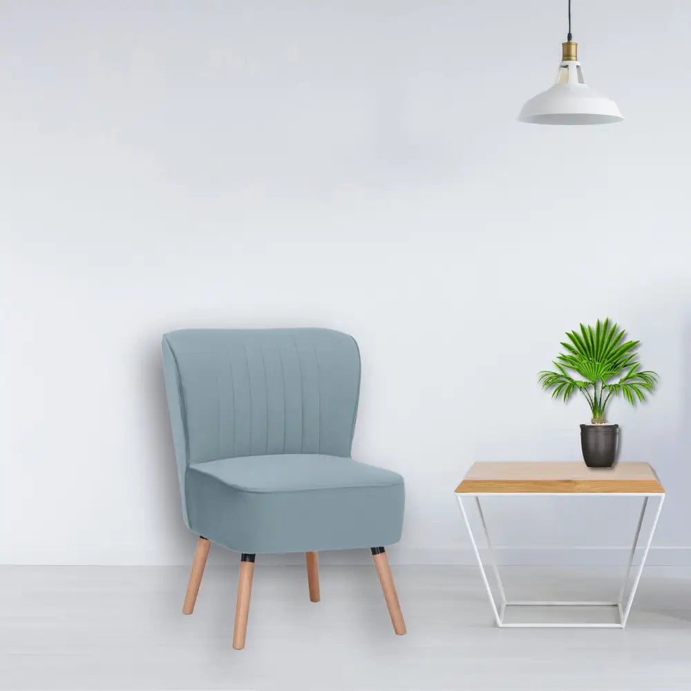 Drew 1 Seater Sofa Accent Chair Fabric Uplholstered Lounge Couch - Light Blue - Furniture > Sofas