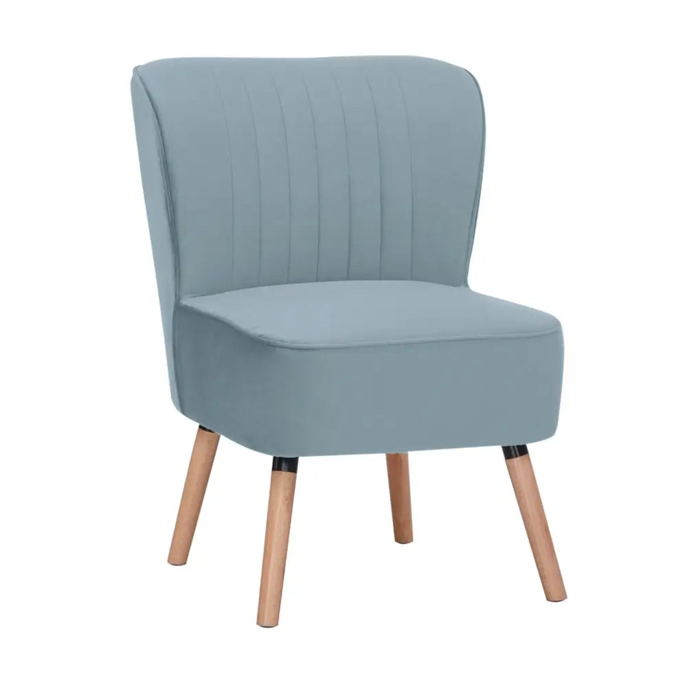 Drew 1 Seater Sofa Accent Chair Fabric Uplholstered Lounge Couch - Light Blue - Furniture > Sofas