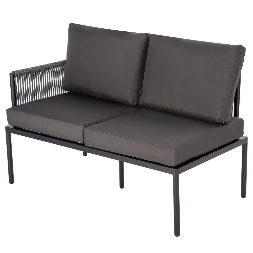 Eden 4-Seater Outdoor Lounge Set with Coffee Table in Black-Stylish Textile and Rope Design - Furniture > Outdoor