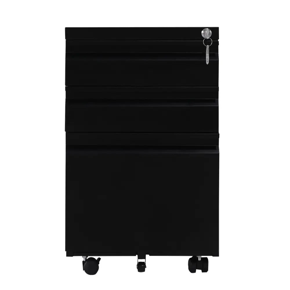 EKKIO 3 Drawer Mobile File Cabinet with Lock (Black) EK-FCD-100-XM - Furniture > Office