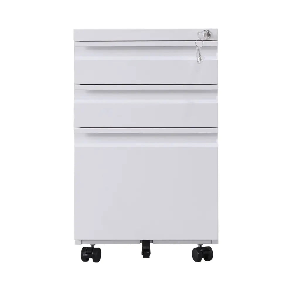EKKIO 3 Drawer Mobile File Cabinet with Lock (White) EK-FCD-101-XM - Furniture > Office